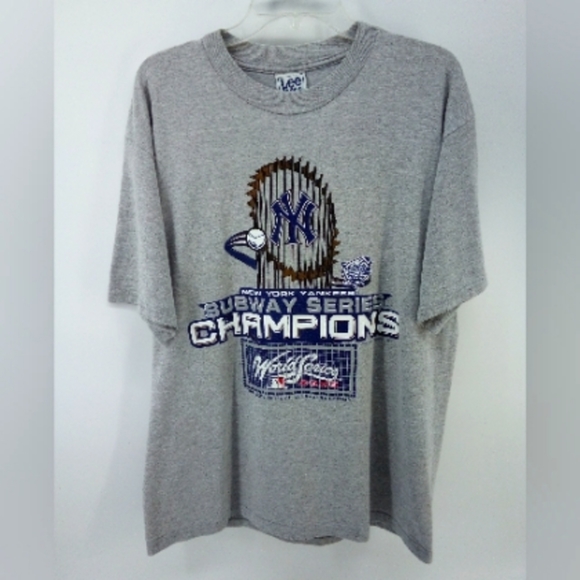 NY Yankees 2000 Subway Series Champions World Series Gray Lee 90% Cotton Top L - Picture 1 of 7